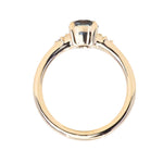 0.98ct Round Color Shifting Untreated Montana Sapphire and Princess Cut Diamond Rapids Low Profile Ring in 14k Yellow Gold