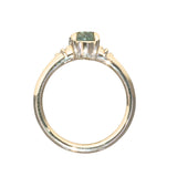 1.35ct Oval Brilliant Montana Sapphire and Princess Cut Diamond Rapids Low Profile Ring in 14k Yellow Gold