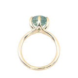 2.60ct Unheated Hexagon Montana Sapphire Low Profile Six Prong Split Shank Solitaire in 18k Yellow Gold