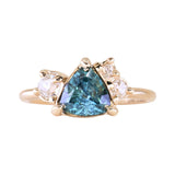 1.23ct Teal Montana Sapphire and Genuine Antique Diamond Mountainscape Ring in 14k Yellow Gold