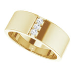 Asscher Cut Diamond Ravine Band - 8mm Recycled Gold Wedding band with diamonds by Anueva Jewelry