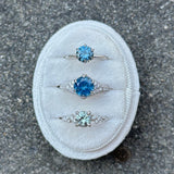 2.12ct Blue Montana Sapphire Diamond-Studded Tapered Solitaire in 14k White Gold