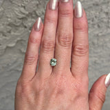 SET IN RING. 1.49CT ELONGATED FANCY CUSHION MONTANA SAPPHIRE, PARTI SPRING GREEN TEAL, 7.3X6.1MM, EARLY ACCESS
