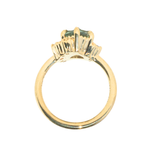 3.34ct  Untreated Pear Montana Sapphire and Diamond Asymmetrical Cluster Ring in 18k Yellow Gold