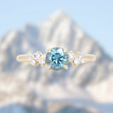 1.01ct Light Teal Montana Sapphire and Diamond Starry Night Low Profile Solitaire in 14k Yellow Gold