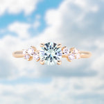 0.75ct Round Untreated Silvery Grey Montana Sapphire and Diamond Starry Night Low Profile Solitaire in 14k Yellow Gold
