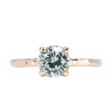 1.44ct Round Precision Cut Montana Sapphire Flat Band 4 Prong Solitaire Evergreen Ring in 14k Yellow Gold
