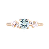 0.75ct Round Untreated Silvery Grey Montana Sapphire and Diamond Starry Night Low Profile Solitaire in 14k Yellow Gold