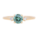 0.80ct Round Montana Sapphire and Princess Cut Diamond Rapids Low Profile Ring in 14k Yellow Gold