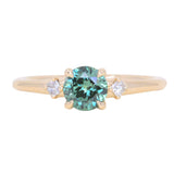 0.80ct Round Montana Sapphire and Princess Cut Diamond Rapids Low Profile Ring in 14k Yellow Gold