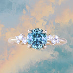 1.47ct Round Untreated Montana Sapphire and Diamond Starry Night Low Profile Solitaire in 14k Yellow Gold