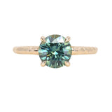 1.97ct Round Precision Cut Montana Sapphire 4 Prong Solitaire Evergreen Ring in 14k Yellow Gold