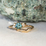 1.92ct Trillion Montana Sapphire and Natural Diamond Mountainscape Ring in 18k Yellow Gold