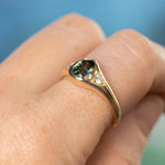 1.26ct Oval Green Untreated Montana Sapphire Signet Style Ring with Diamonds in 14k Yellow Gold