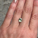 SET IN RING. 1.49CT ELONGATED FANCY CUSHION MONTANA SAPPHIRE, PARTI SPRING GREEN TEAL, 7.3X6.1MM, EARLY ACCESS
