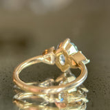 2.07ct Untreated Fantasy Cut Montana Sapphire and Diamond  Antique Milgrain Three Stone Low Profile Ring in 14k Yellow Gold