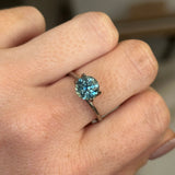 SET IN STOCK RING. 1.81CT ROUND PRECISION CUT MONTANA SAPPHIRE, MEDIUM TEAL BLUE, 7.2MM, EARLY ACCESS