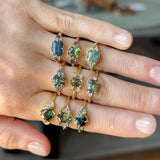 1.46ct Round Parti Green and Teal Montana Sapphire and French Set Diamond Solitaire in 14K Yellow Gold