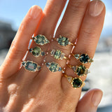 1.46ct Round Parti Green and Teal Montana Sapphire and French Set Diamond Solitaire in 14K Yellow Gold