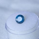 2.12CT ROUND MONTANA SAPPHIRE, VIBRANT OCEAN TEAL BLUE, 7.69X5.03MM