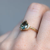 2.33ct Untreated Pear Montana Sapphire and Diamond Asymmetrical Cluster Ring in 18k Yellow Gold