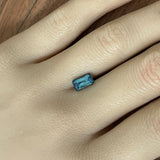 1.54CT ELONGATED PRECISION "SCISSOR" CUT MONTANA SAPPHIRE, TEAL BLUE, 7.9X4.9MM