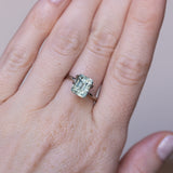 3.84CT UNTREATED EMERALD CUT MONTANA SAPPHIRE, LIGHT GREENISH BLUE AQUA, 8.60X7X5.94MM