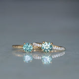 1.46ct Round Parti Green and Teal Montana Sapphire and French Set Diamond Solitaire in 14K Yellow Gold
