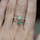 1.46ct Round Parti Green and Teal Montana Sapphire and French Set Diamond Solitaire in 14K Yellow Gold
