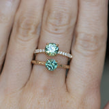 1.46ct Round Parti Green and Teal Montana Sapphire and French Set Diamond Solitaire in 14K Yellow Gold