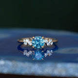1.06ct Round Blue Montana Sapphire and Diamond Starry Night Low Profile Solitaire in 14k Yellow Gold