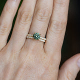 1.46ct Round Parti Green and Teal Montana Sapphire and French Set Diamond Solitaire in 14K Yellow Gold