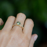 1.46ct Round Parti Green and Teal Montana Sapphire and French Set Diamond Solitaire in 14K Yellow Gold