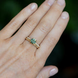 1.46ct Round Parti Green and Teal Montana Sapphire and French Set Diamond Solitaire in 14K Yellow Gold