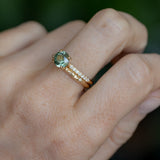 1.46ct Round Parti Green and Teal Montana Sapphire and French Set Diamond Solitaire in 14K Yellow Gold
