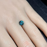 1.36CT ROUND PRECISION CUT MONTANA SAPPHIRE, BLUE GREEN, 6.5MM