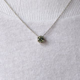 0.75ct Green Montana Sapphire Six Prong Necklace in 14k White Gold