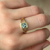 1.20ct Radiant Cut Seafoam Montana Sapphire Split Shank Bezel Ring with Milgrain in 14k Yellow Gold