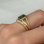 1.20ct Radiant Cut Seafoam Montana Sapphire Split Shank Bezel Ring with Milgrain in 14k Yellow Gold