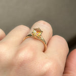 2.35ct Parti Montana Sapphire Orange White Champagne Low Profile Six Prong Split Shank Solitaire in 14k Yellow Gold