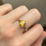 2.35ct Parti Montana Sapphire Orange White Champagne Low Profile Six Prong Split Shank Solitaire in 14k Yellow Gold