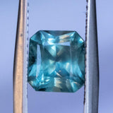 2.46CT RADIANT CUT MONTANA SAPPHIRE, TEAL BLUE GREEN-GREY, 7.71X7.07X5MM, UNTREATED