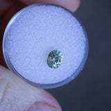 1.04CT PRECISION CUT OVAL MONTANA SAPPHIRE, MINTY LIGHT GREEN YELLOW, 6X5MM