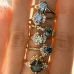 0.95ct Round Color-Shifting Montana Sapphire and Diamond Starry Night Low Profile Solitaire in 14k Yellow Gold
