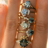 0.95ct Round Color-Shifting Montana Sapphire and Diamond Starry Night Low Profile Solitaire in 14k Yellow Gold