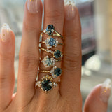 0.95ct Round Color-Shifting Montana Sapphire and Diamond Starry Night Low Profile Solitaire in 14k Yellow Gold