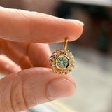 Round Precision Cut Montana Sapphire Vine Frame Bezel Set Pendants in 14k Yellow Gold