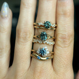 0.95ct Round Color-Shifting Montana Sapphire and Diamond Starry Night Low Profile Solitaire in 14k Yellow Gold