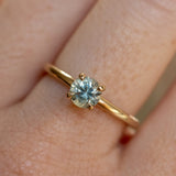 0.83ct Round Light Blue Untreated Montana Sapphire Classic 4 Prong Solitaire in 14k Yellow Gold