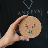 Montana Sapphire and Lab Grown Diamond "Raindrop" Earrings in 14k Yellow Gold